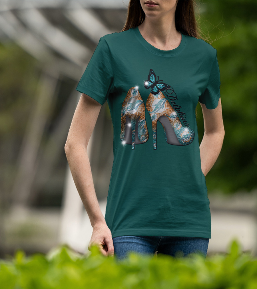 Miami Dolphins Heels With Butterfly T-Shirt
