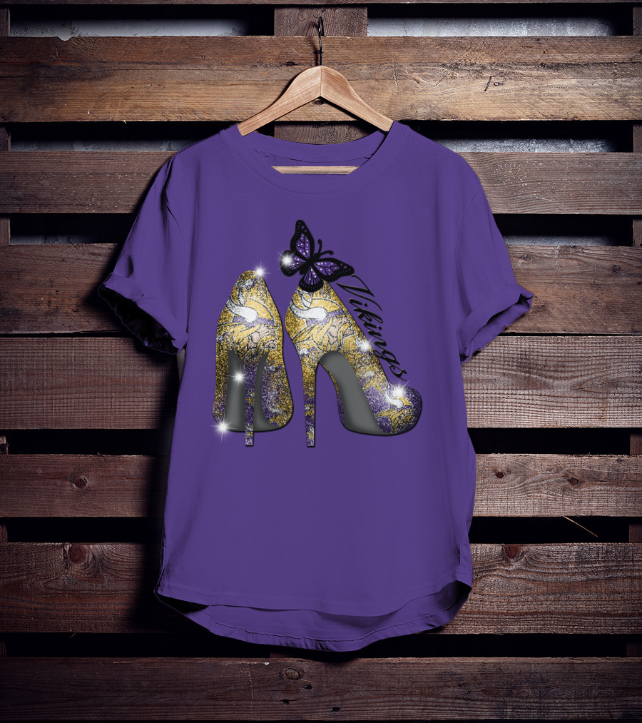 Minnesota Vikings High Heels Butterfly Sparkle T-Shirt
