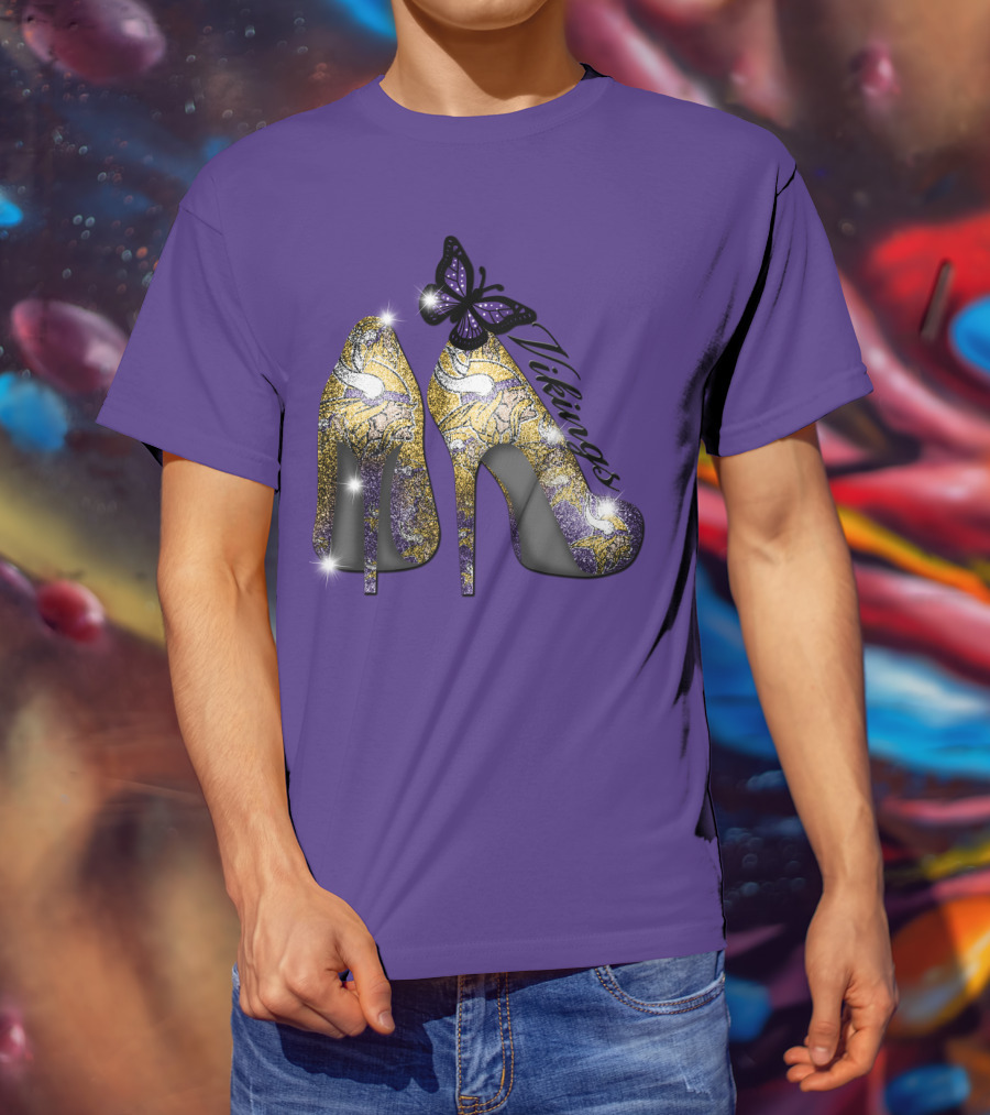 Minnesota Vikings High Heels Butterfly Sparkle T-Shirt