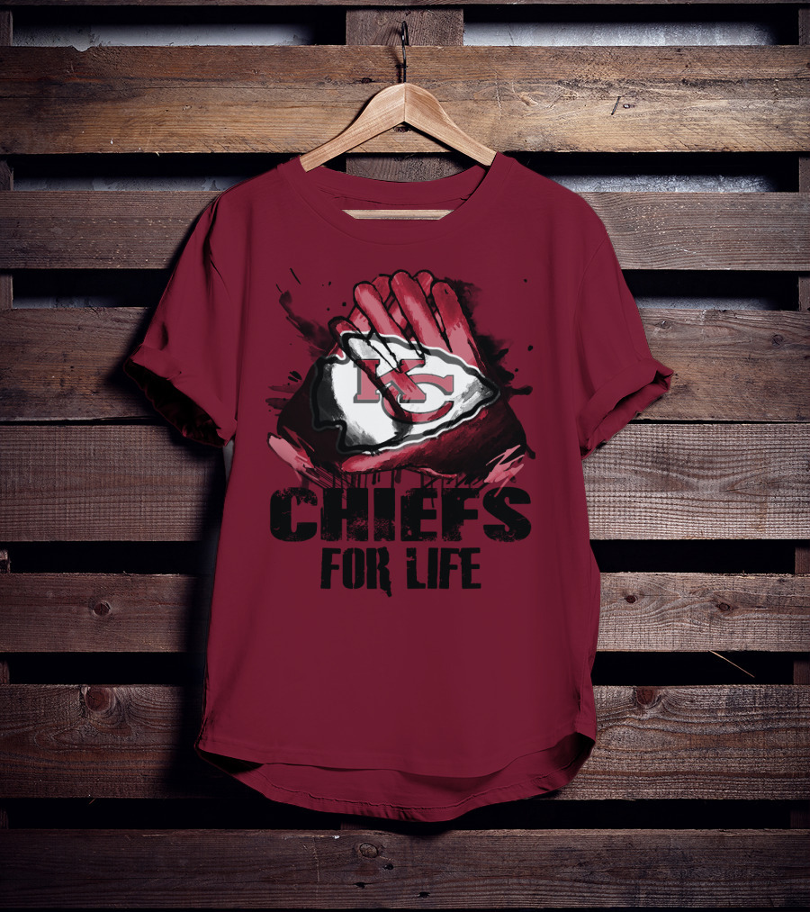 Kansas City Chiefs For Life Kc Logo Football Glove T-Shirt