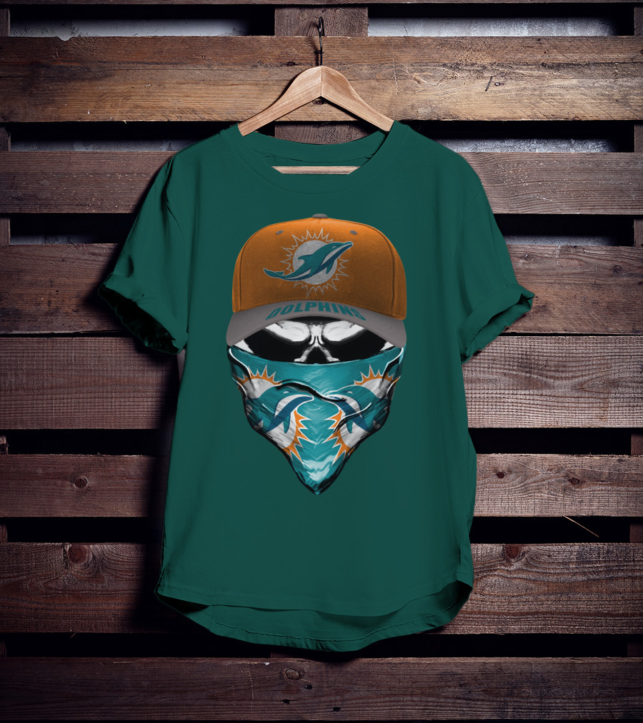 Dolphins Miami Dolphins Logo Mask And Cap T-Shirt
