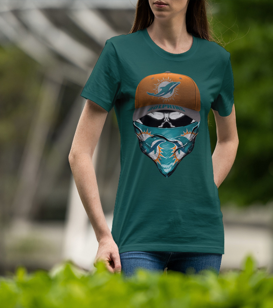 Dolphins Miami Dolphins Logo Mask And Cap T-Shirt