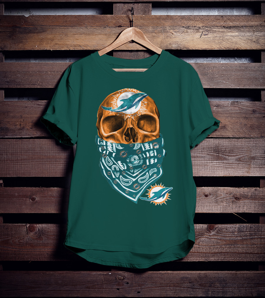 Miami Dolphins Skull Bandana T-Shirt