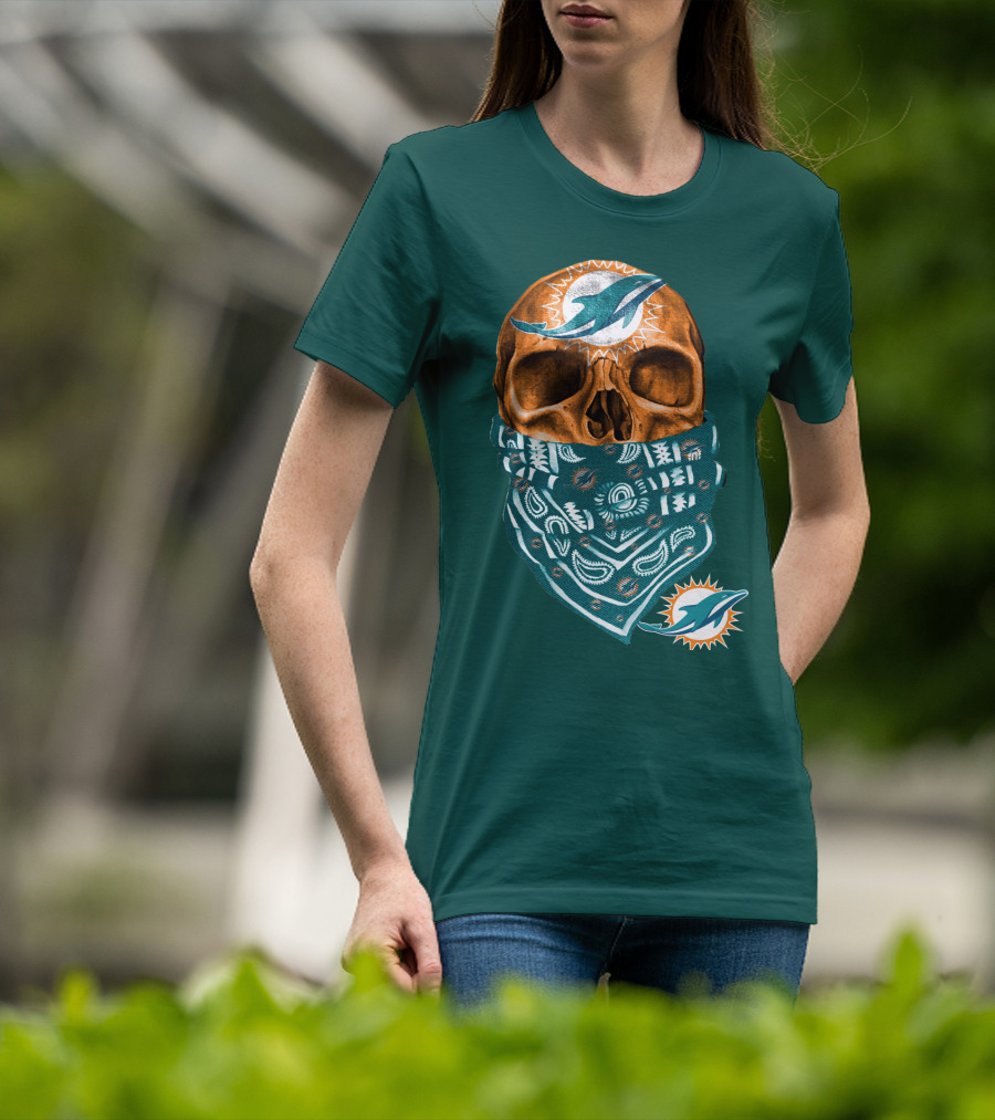 Miami Dolphins Skull Bandana T-Shirt