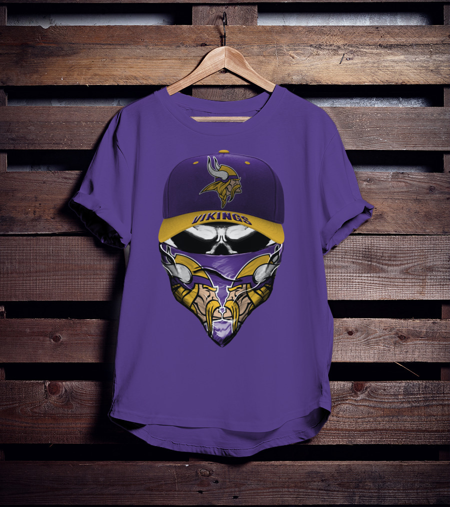 Minnesota Vikings Vikings Logo Hat And Mask Combo T-Shirt