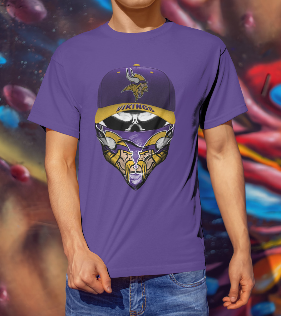 Minnesota Vikings Vikings Logo Hat And Mask Combo T-Shirt