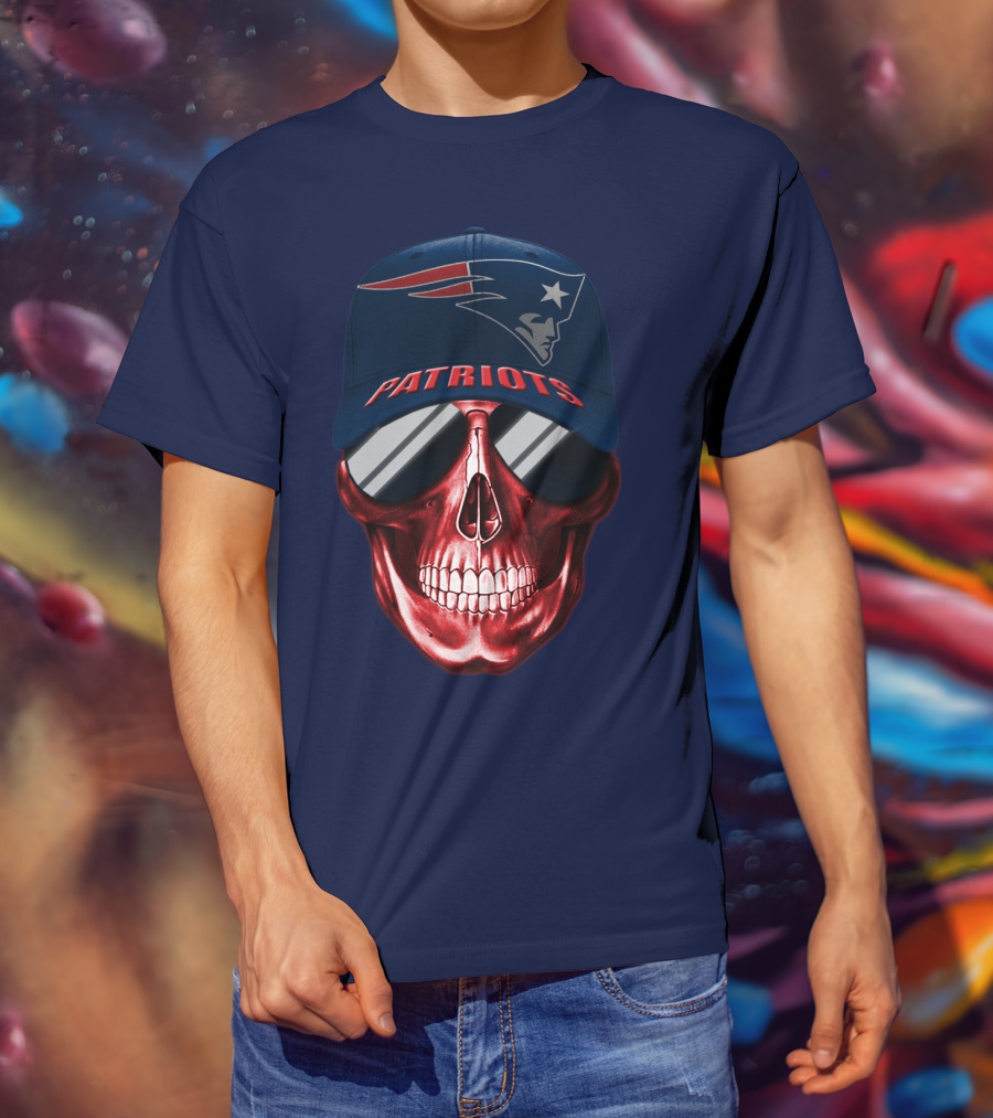 Patriots Skull With Nfl Logo Hat T-Shirt