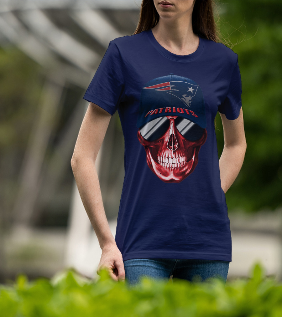 Patriots Skull With Nfl Logo Hat T-Shirt