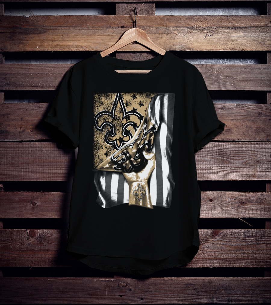 New Orleans Saints Fleur-De-Lis American Flag Fan Pride T-Shirt
