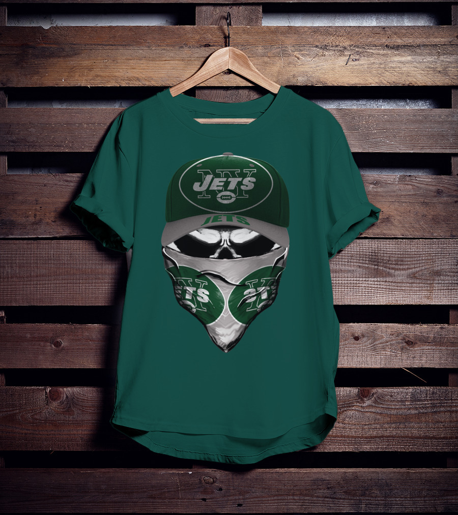 New York Jets Football Fan Mask And Cap Set T-Shirt