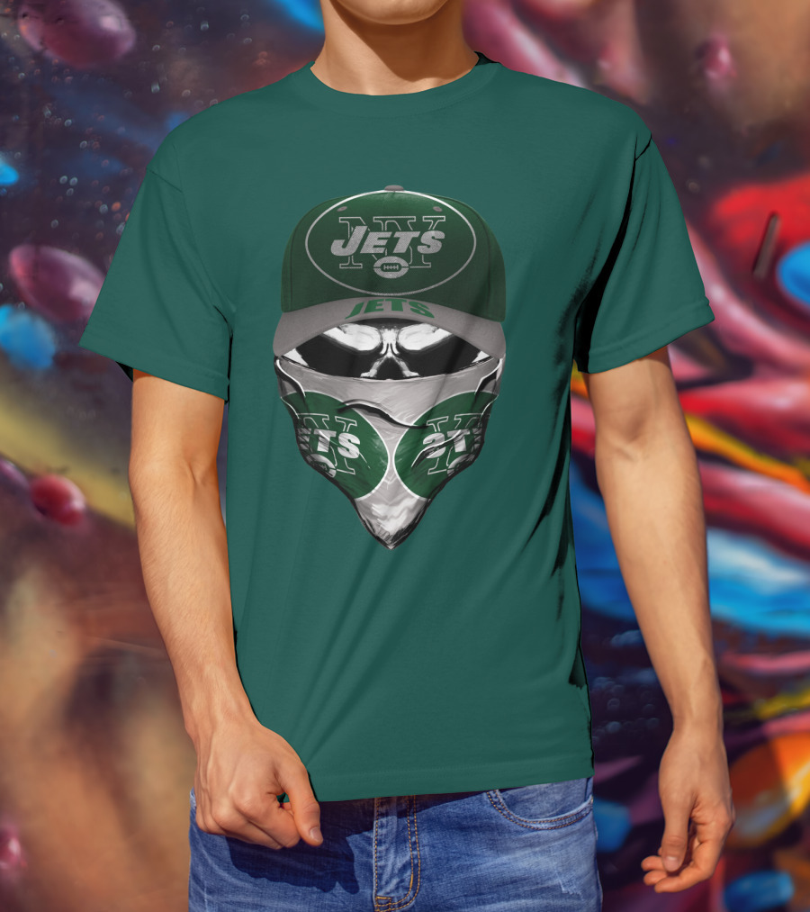 New York Jets Football Fan Mask And Cap Set T-Shirt