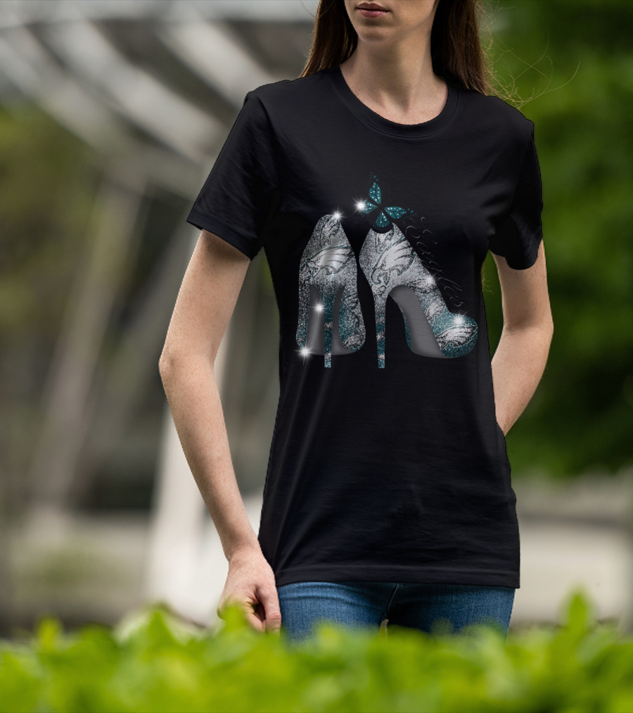 Philadelphia Eagles Heels With Butterfly T-Shirt