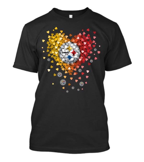 Pittsburgh Steelers Heart With Logo And Colorful Hearts Display T-Shirt