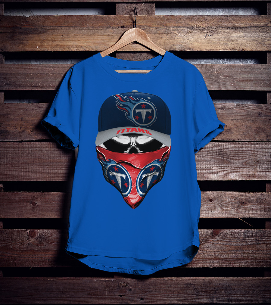 Tennessee Titans Logo Bandana And Cap Combination T-Shirt