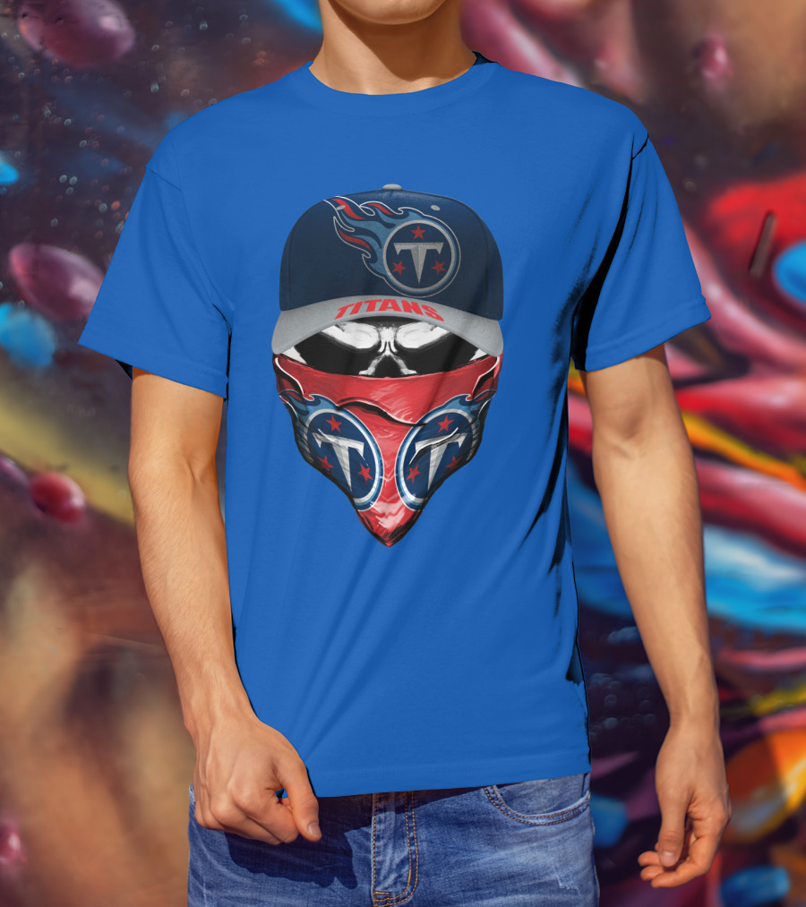 Tennessee Titans Logo Bandana And Cap Combination T-Shirt