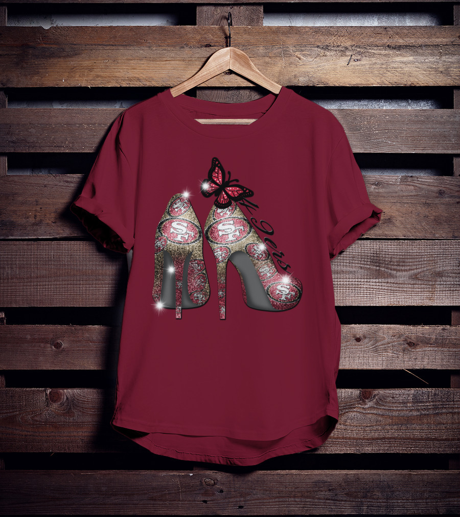 San Francisco 49ers High Heels Butterfly Sparkle T-Shirt