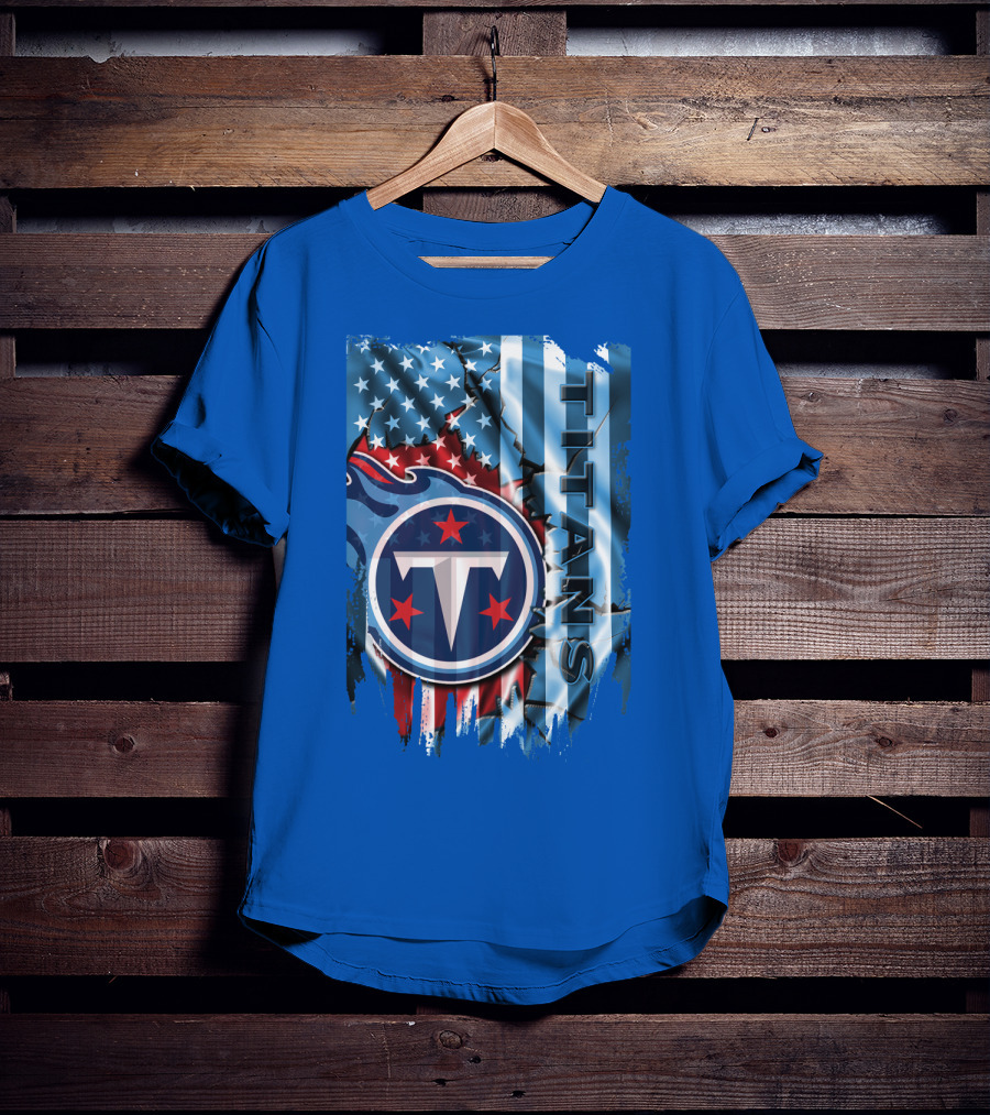 Tennessee Titans American Flag Background Stars And Stripes T-Shirt