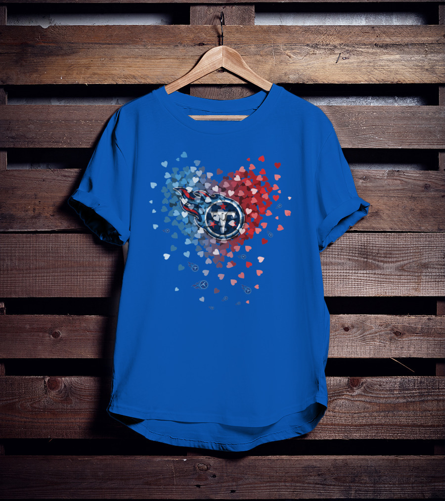 Tennessee Titans Heart Logo Red And Blue Hearts T-Shirt