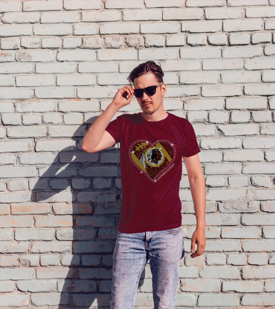 Washington Redskins Heart Football T-Shirt