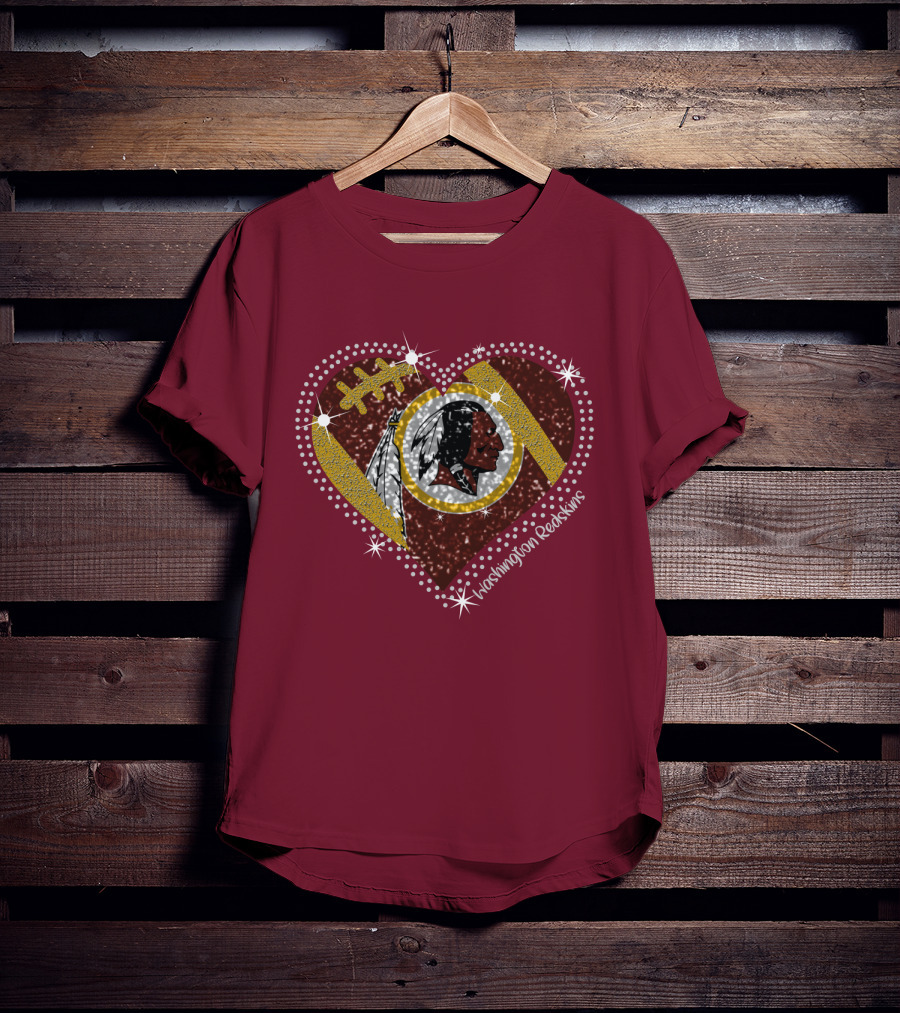 Washington Redskins Heart Football T-Shirt