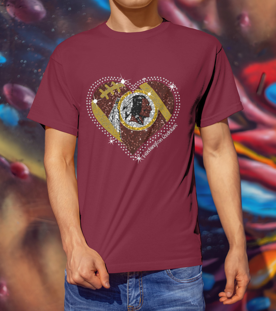 Washington Redskins Heart Football T-Shirt