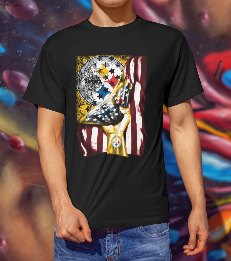 Pittsburgh Steelers American Flag Trophy T-Shirt