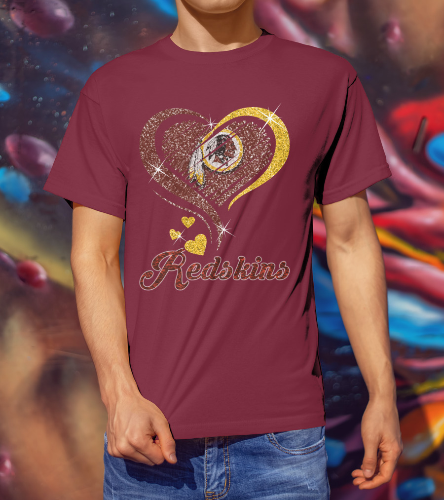 Redskins Heart Gold Football Team T-Shirt