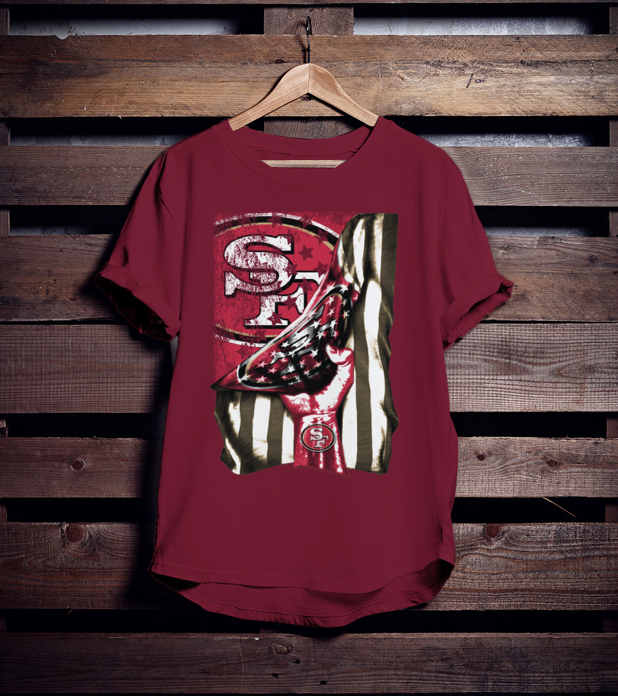 San Francisco 49ers Sf Hand Flag Stars Stripes T-Shirt
