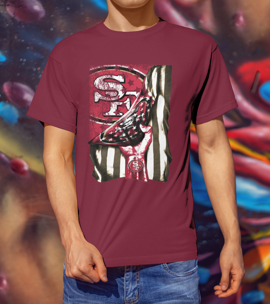 San Francisco 49ers Sf Hand Flag Stars Stripes T-Shirt