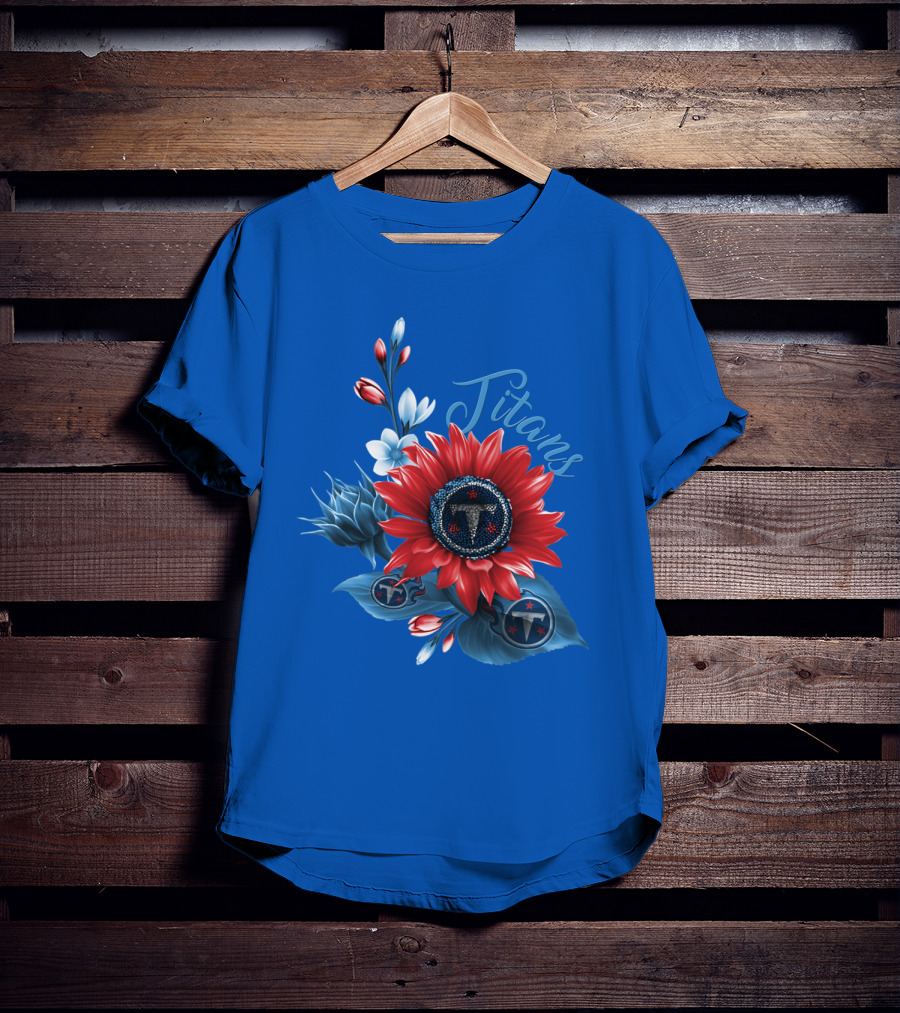 Tennessee Titans Floral Design With Logo Elements T-Shirt
