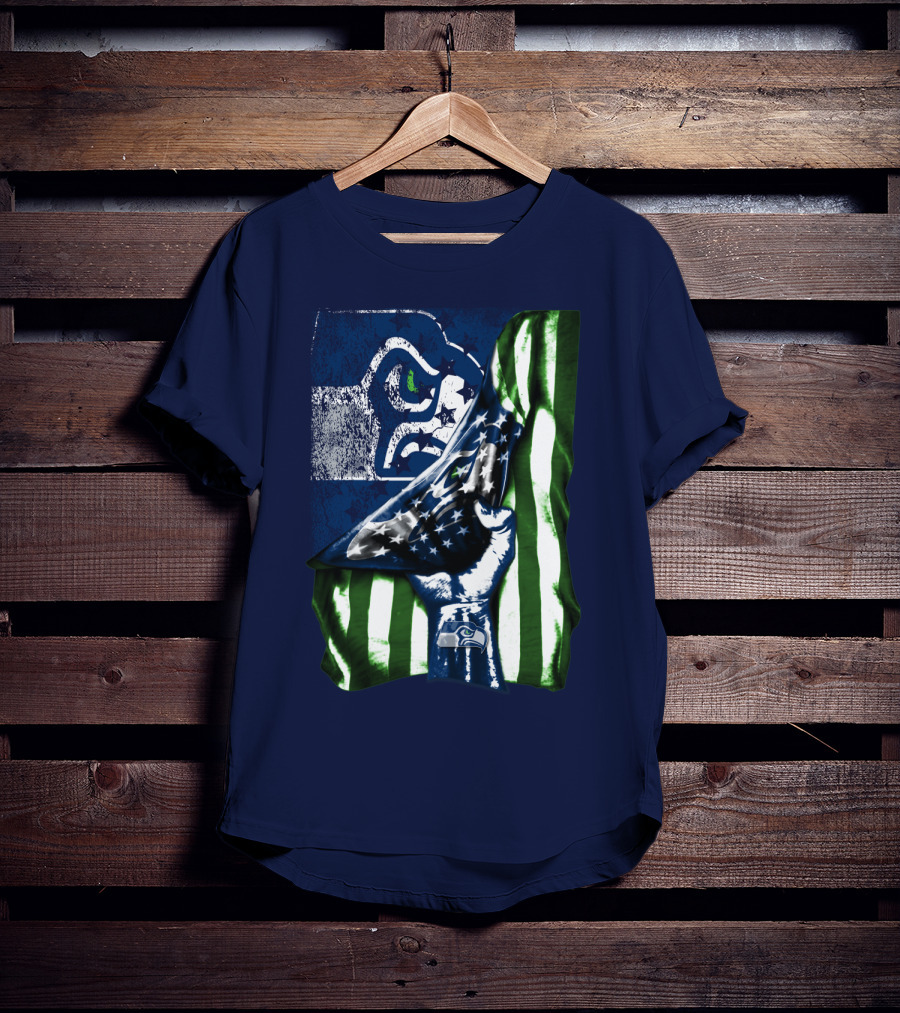Seattle Seahawks American Flag Fist T-Shirt