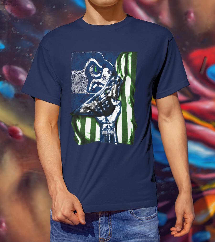 Seattle Seahawks American Flag Fist T-Shirt