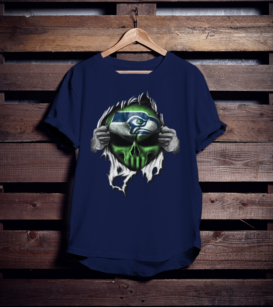 Seattle Seahawks Skull Ripping T-Shirt