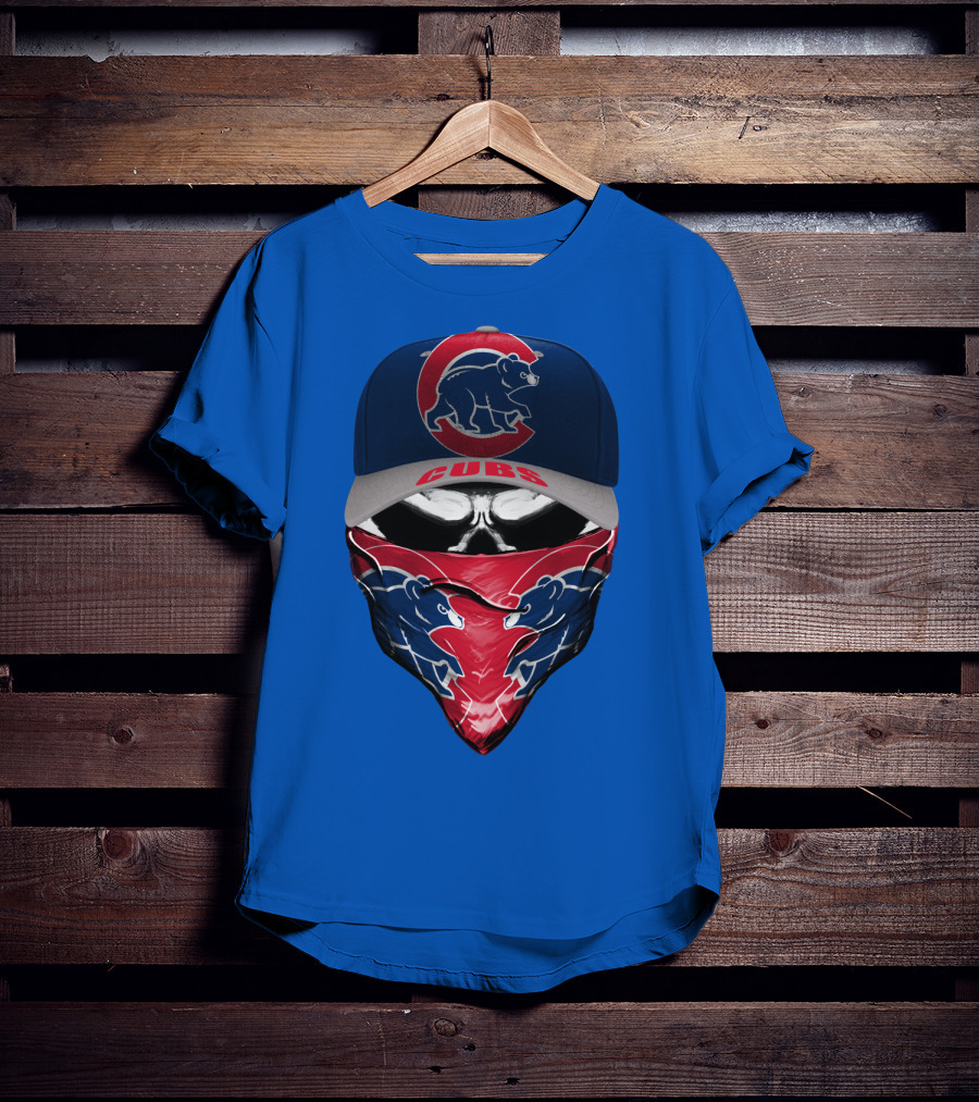 Chicago Cubs Bear Logo Cap And Bandana Combo T-Shirt