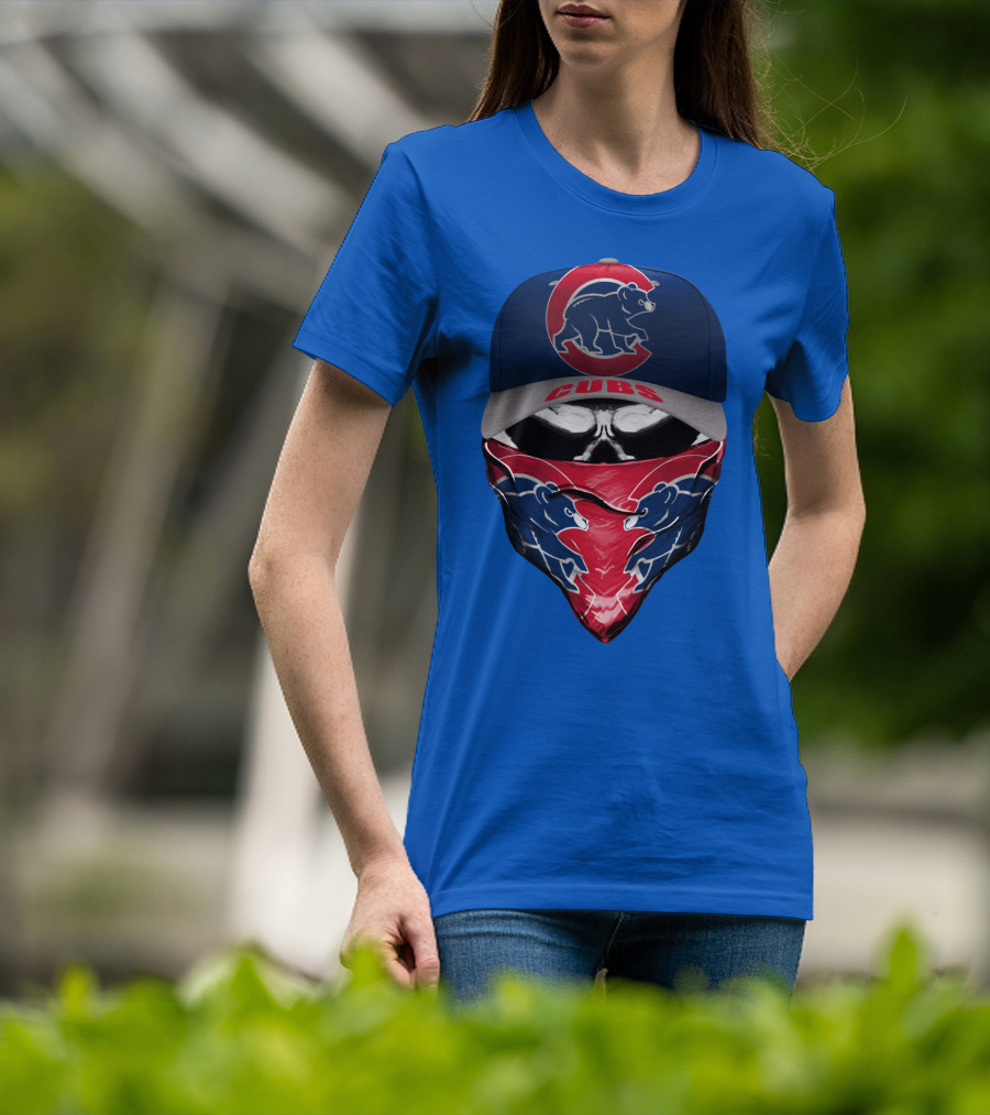 Chicago Cubs Bear Logo Cap And Bandana Combo T-Shirt