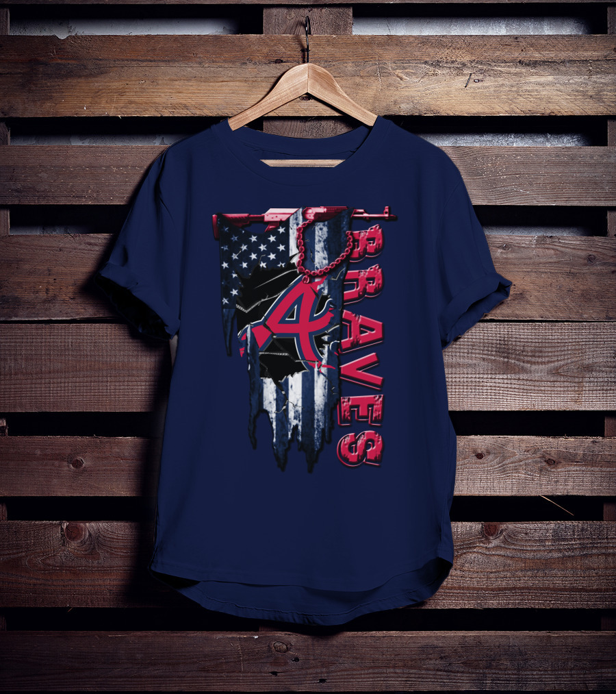 Atlanta Braves Patriotic Logo American Flag T-Shirt