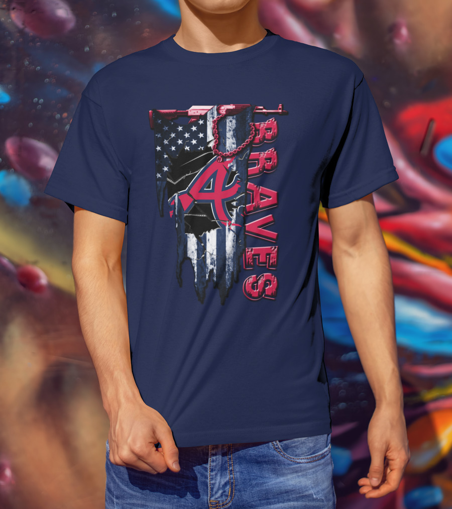 Atlanta Braves Patriotic Logo American Flag T-Shirt