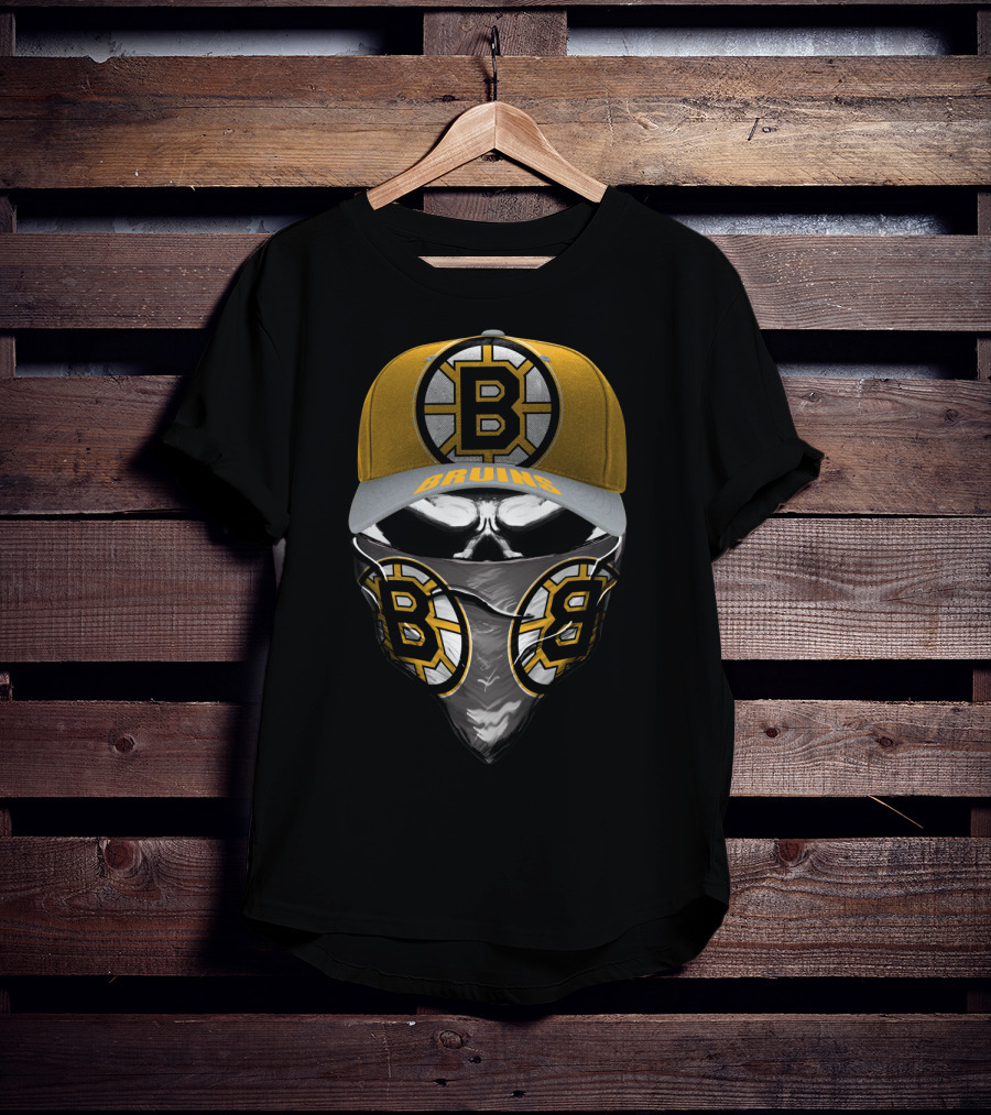 Boston Bruins Hat And Bandana Set With Iconic B T-Shirt