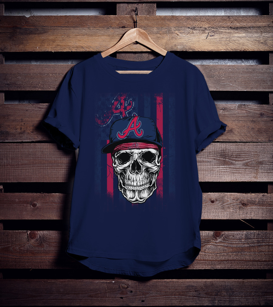 Atlanta Braves Skull With Cap And Team T-Shirt