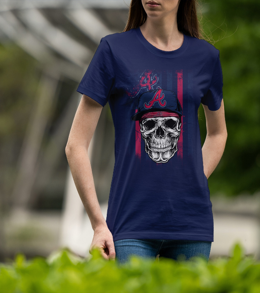 Atlanta Braves Skull With Cap And Team T-Shirt