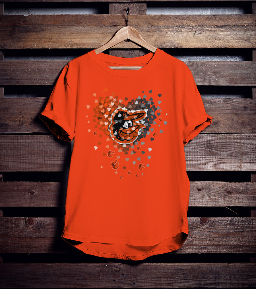 Baltimore Orioles Heart Pattern With Team T-Shirt