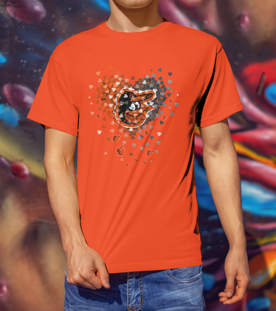 Baltimore Orioles Heart Pattern With Team T-Shirt
