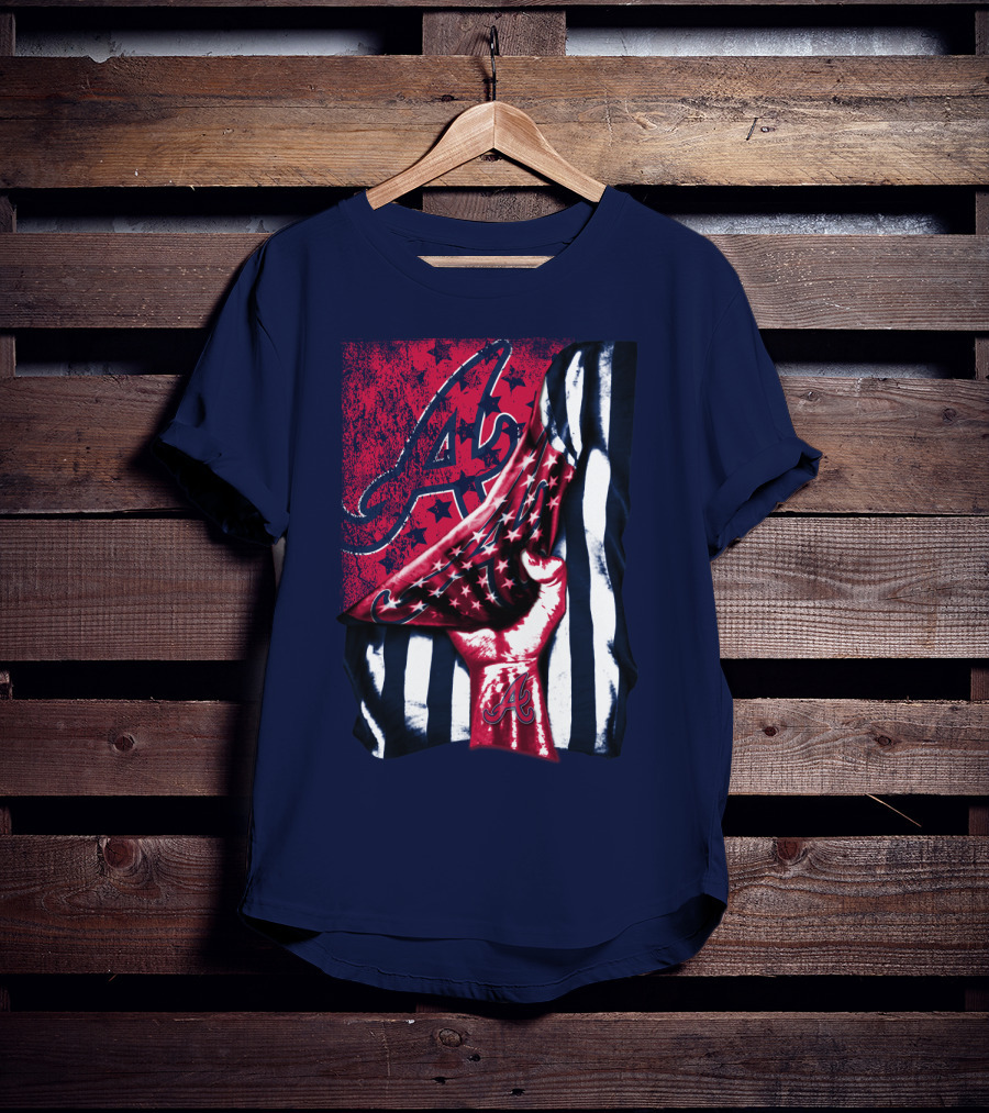 Atlanta Braves A Logo Stars And Stripes Flag T-Shirt