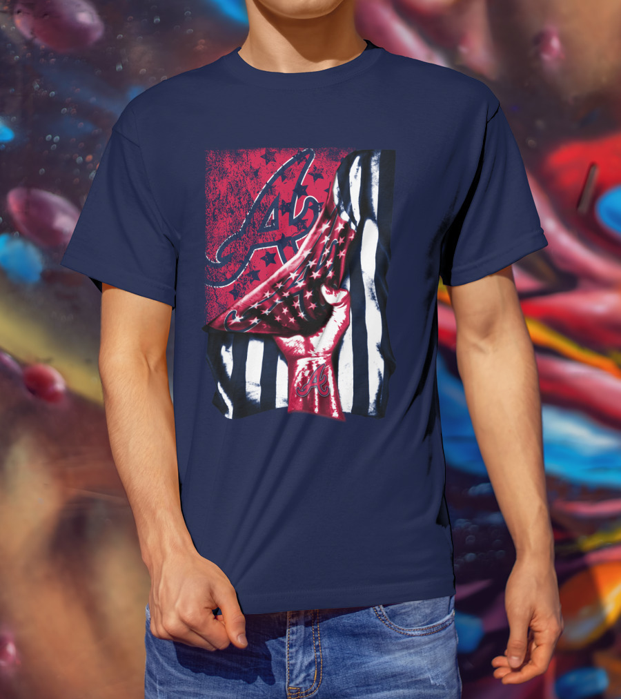 Atlanta Braves A Logo Stars And Stripes Flag T-Shirt