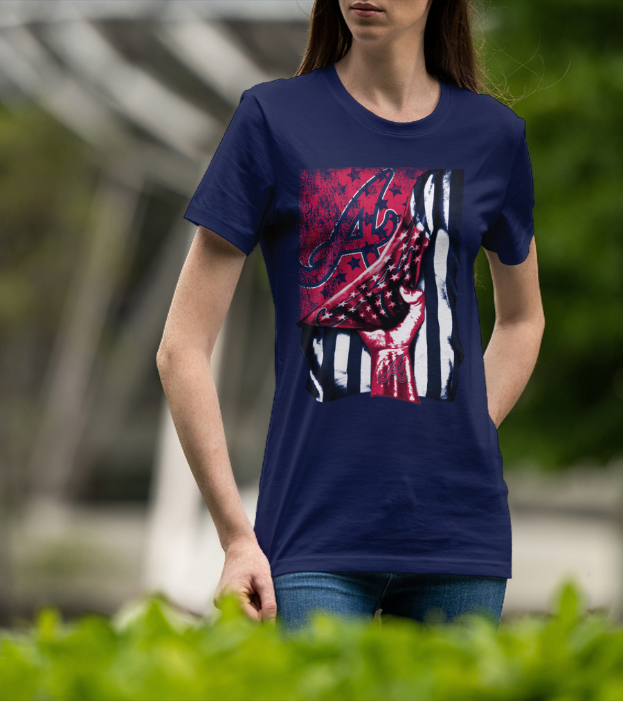 Atlanta Braves A Logo Stars And Stripes Flag T-Shirt