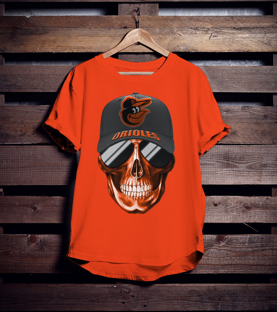 Baltimore Orioles Skull With Cap T-Shirt