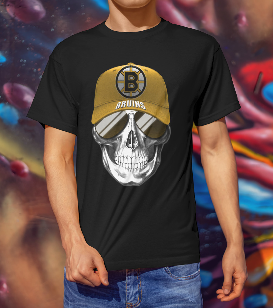 Boston Bruins Skull Cap With Hockey T-Shirt