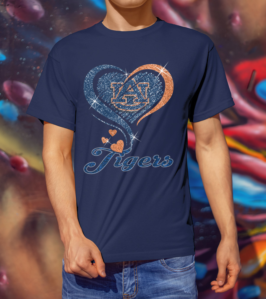 Auburn Tigers Heart Logo With Effect T-Shirt