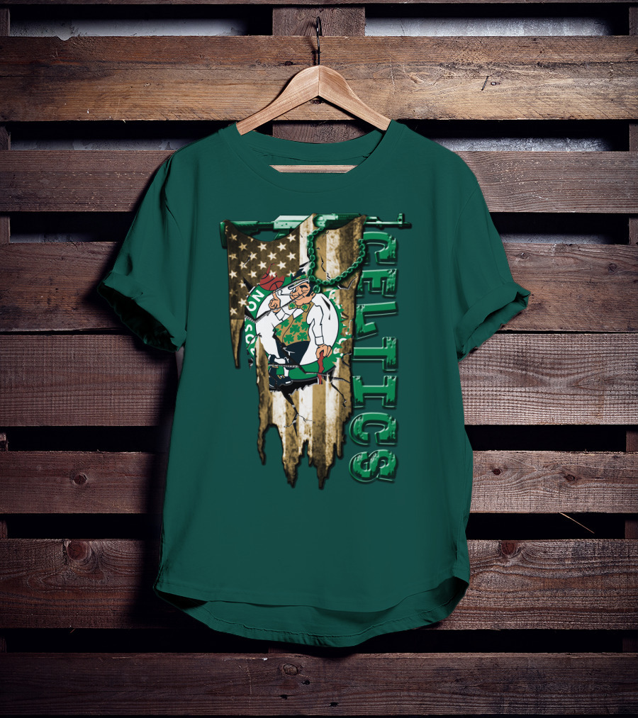 Boston Celtics Vintage American Flag T-Shirt