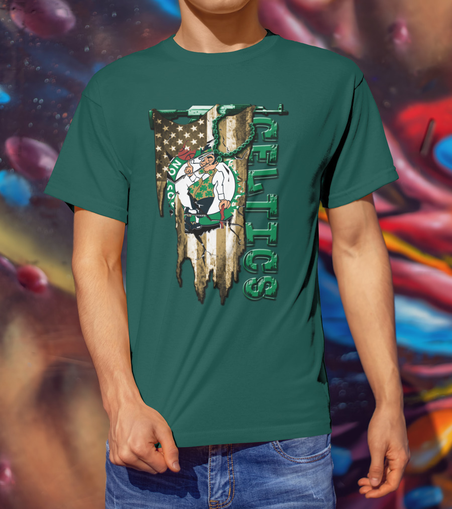 Boston Celtics Vintage American Flag T-Shirt